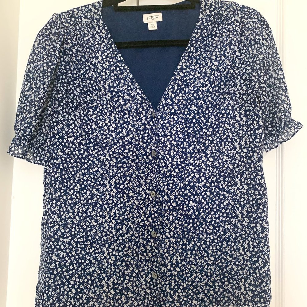 J.Crew Navy Floral Blouse